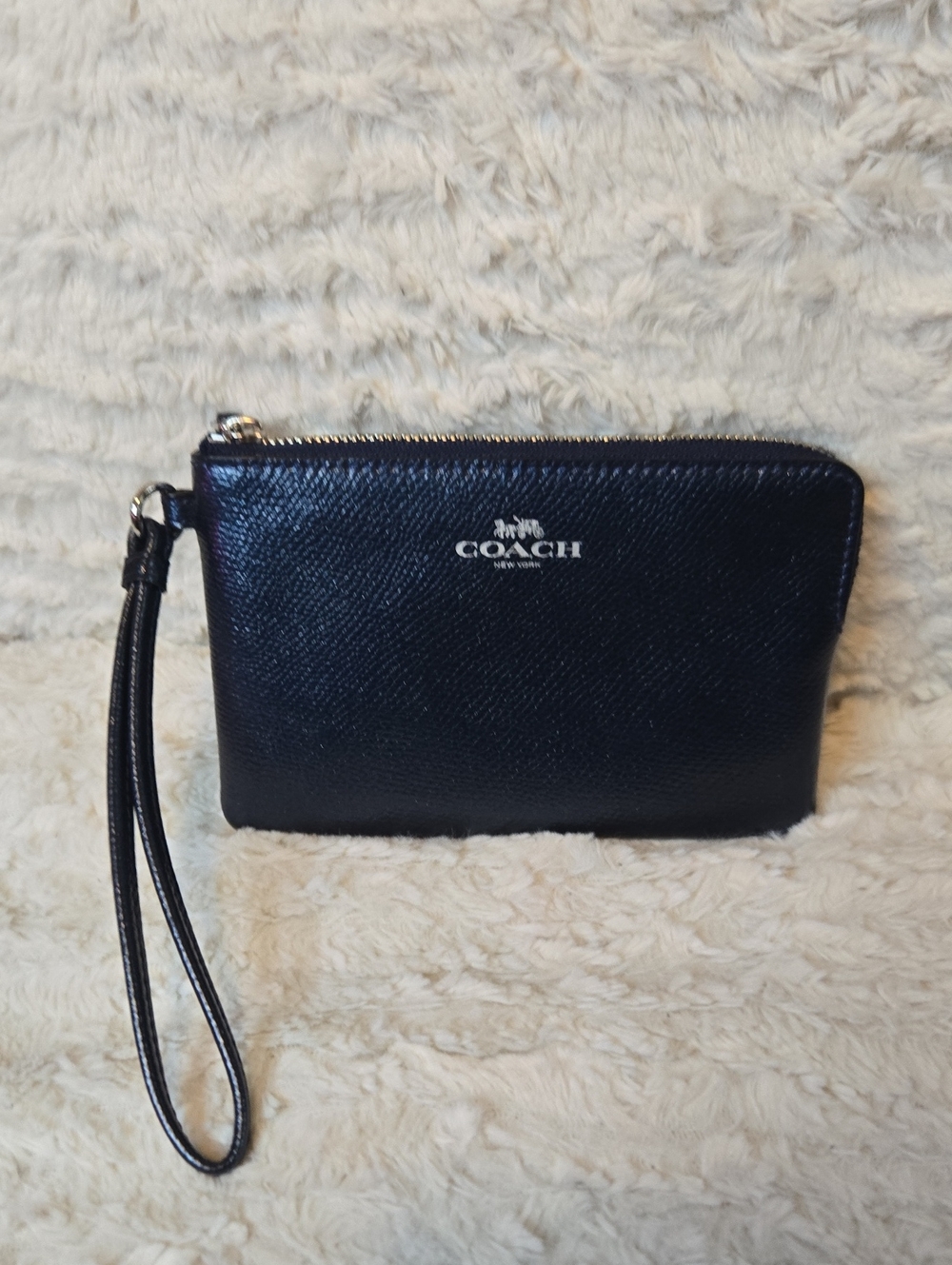 Coach Blue Leather Wristlet Pouch EUC